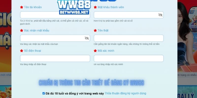 Chuẩn bị thông tin cần thiết để đăng ký ww88