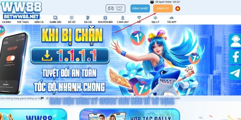 Giao diện đăng ký ww88 đơn giản dễ sử dụng