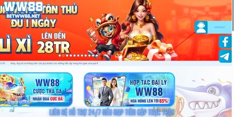 Liên hệ hỗ trợ 24/7 nếu nạp tiền gặp trục trặc