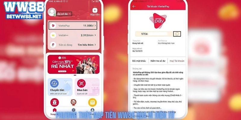 Phương Thức Nạp Tiền WW88 Qua Ví Điện Tử